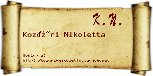 Kozári Nikoletta névjegykártya